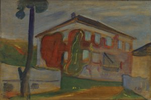 Ház Red Virginia Creeperrel, 1900 körül (olaj, fedélzeten) alkotó: Edvard Munch