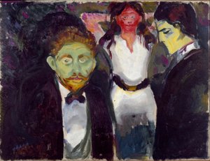 Edvard Munch (1863-1944) féltékenységi festménye 1907 kb. Nap. 75x97,5 cm Oslo, Munch Múzeum (Musee Munch) Városi Művészeti Gyűjtemények alkotó: Edvard Munch