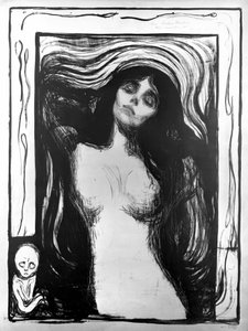 Madonna, Edvard Munch litográfiája, amelyet Dr. Buchernek szentelt. alkotó: Edvard Munch