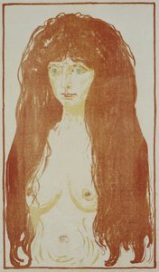 Vörös hajú és zöld szemű meztelen nő Álló akt vörös hajjal, c. 1901 alkotó: Edvard Munch