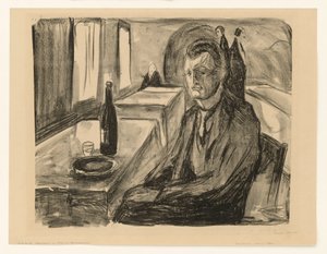 Önarckép borosüveggel alkotó: Edvard Munch
