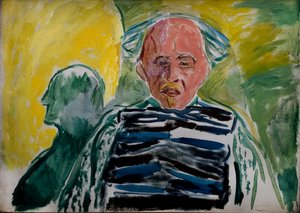 Önarckép csíkos pulóvert visel alkotó: Edvard Munch
