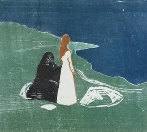 Két nő a tengerparton, 1898 (színes fametszet) alkotó: Edvard Munch