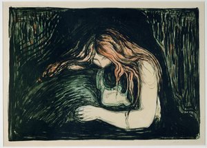 Vampire II (kézzel színezett litográfia) alkotó: Edvard Munch
