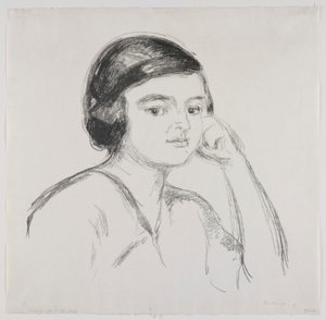 Fiatal nő, aki kezét az arcára támasztja alkotó: Edvard Munch