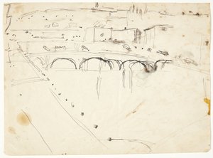 Kilátás a Lungarno ablakából a folyó felett, Santo Spirito és San Miniato dombjai felé, Firenze alkotó: Edvard Weie