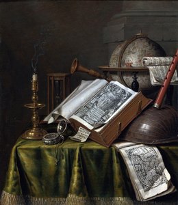 Vanitas csendélet, Edwaert Collier (1642-1708), - Olaj, fa, 29x25,1 - Magángyűjtemény