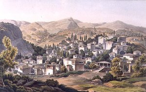 Portaria falu, 16. tábla a „Nézetek Görögországban” 3. részéből, J. Bailey metszetével