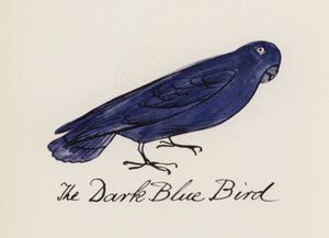Edward Lear, A madárkönyv: A sötétkék madár (színes litho)