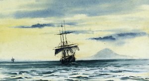 A Mount Discovery utolsó látnivalója: SS. „Reggel” és „Terra Nova” a McMurdo-szoros „Felfedezése” után, 1904. február 19. 04. éjfél