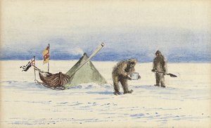 A szánkóparti Fehér-szigetre, 1902. február: Shackleton és Wilson tábort ver, 1902 alkotó: Edward Adrian Wilson