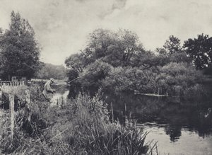 Boot Island Stockbridge alatt a teszten (fekete-fehér fotó)