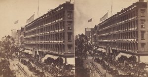 A nagykövetség hagyja el a Fővárost a Városháza felé, 1860.