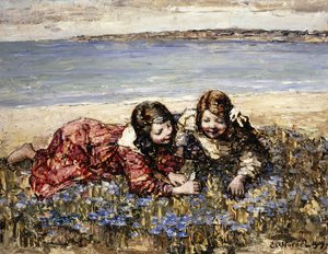 Virággyűjtés a tengerparton alkotó: Edward Atkinson Hornel