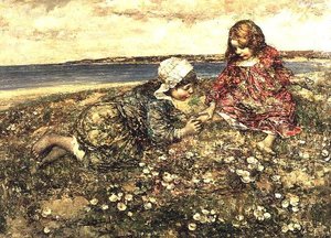 Primroses gyűjtése alkotó: Edward Atkinson Hornel