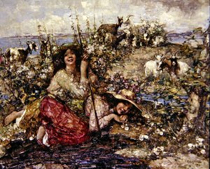Ahol a pacsirták énekelnek és a tengeri madarak hívogatnak alkotó: Edward Atkinson Hornel