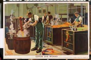 Cotton Dye Works, az „Empire Trade is Growing” sorozatból (színes litho) alkotó: Edward Barnard Lintott