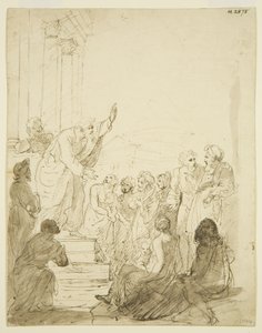 Eredeti vázlat a St Pauls-i oltárképhez (ceruza és akvarell papíron) alkotó: Edward Bird