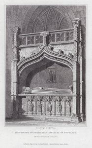 Archibald 5. Douglass gróf emlékműve a Douglass-templomban (metszet) alkotó: Edward Blore