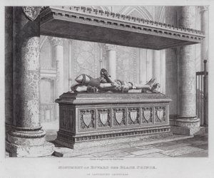 Edward Fekete Herceg emlékműve a canterburyi katedrálisban (metszet)