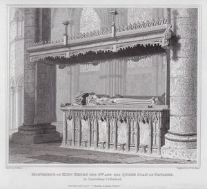 Henrik király és Navarrai Joanna királynő emlékműve a canterburyi katedrálisban (metszet)
