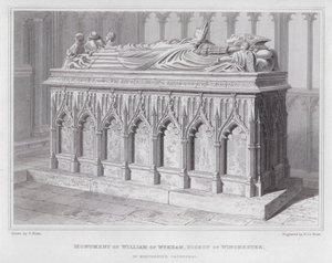 Wykhami Vilmos, Winchester püspökének emlékműve a winchesteri katedrálisban (metszet) alkotó: Edward Blore