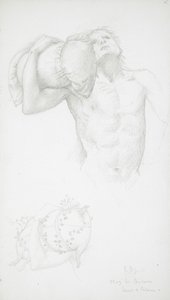 Párnát tartó férfi akt alkotó: Edward Burne-Jones