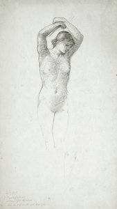 Álló, karjait felemelő női akt alkotó: Edward Burne-Jones