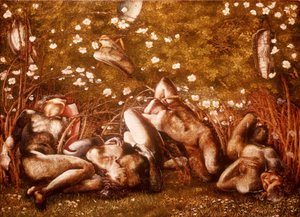 Tanulmány a "The Sleeping Knights" számára alkotó: Edward Burne-Jones
