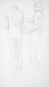 Két meztelen alak hátulról nézve alkotó: Edward Burne-Jones