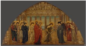 Ámor és Psyche - Palota zöld falfestményei - Psyche belép az Olümposz kapuján alkotó: Edward Burne Jones