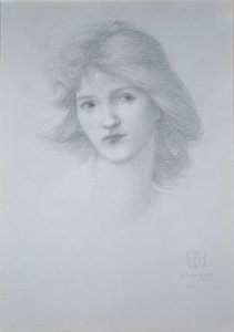 Női fej: A szerelem autója című tanulmány, 1895 (ceruza) alkotó: Edward Burne Jones