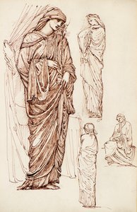 Szűz Mária és Szent Erzsébet, ruhás alakok alkotó: Edward Burne Jones