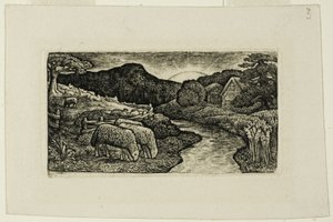 Ennek a legelőnek a juhai alkotó: Edward Calvert