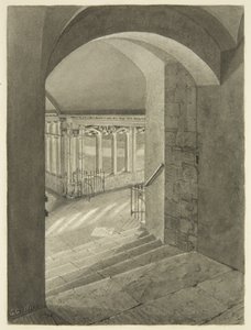 A Cloisters bejárata a bristoli katedrálisból Edward Bird sírjával (ceruza és akvarell papíron)