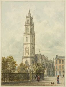 Szent Pál-templom és a Portland Square (ceruza és akvarell papíron)