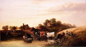 The Watering Place, jelenet Devonshire-ben alkotó: Edward Charles Williams