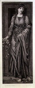 Flora, Eugene Gaujean (1850-1900) metszete, kiadó: Thomas Agnew & Sons alkotó: Edward Coley (after) Burne Jones