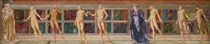 Zarándok a tétlenség kertjében – Tanulmány kilenc figuráról, 1874 körül (akvarell) alkotó: Edward Coley (studio of) Burne Jones