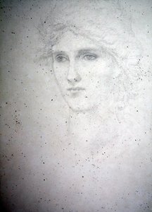 Head Study – Bessie Keane, 1898 körül (ceruza papíron) alkotó: Edward Coley Burne Jones