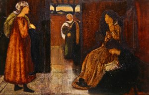 Belső tér figurákkal (akvarell, papír) alkotó: Edward Coley Burne Jones