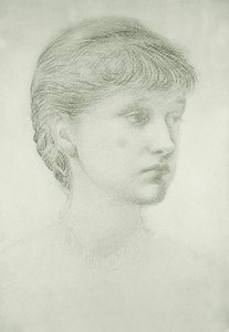 Madeleine Wyndham portréja (zöld kréta papíron) alkotó: Edward Coley Burne Jones