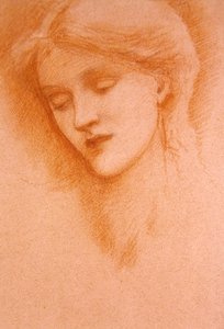 Fiatal nő portréja (vörös kréta, papír) alkotó: Edward Coley Burne Jones