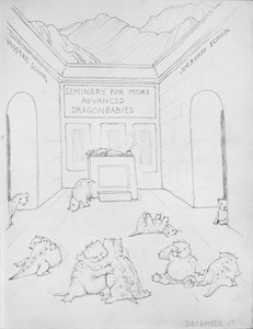 Sárkányszeminárium (ceruza papíron) alkotó: Edward Coley Burne Jones