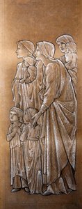 Engedd, hogy a kisgyermekek hozzám jöjjenek (fekete-fehér kréta papíron) alkotó: Edward Coley Burne Jones
