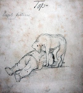 William Morris játszik a kutyájával, 1890 körül (ceruza papíron)