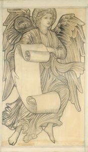 Angyal tekercssel – hetes szám, 1880 (kréta papíron) alkotó: Edward Burne Jones