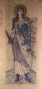 Fortitude: ólomüveg ablak terve a Newcastle-i St. Cuthbert templomban, 1896 körül alkotó: Edward Burne Jones