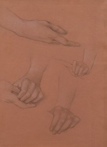 Tanulmányok a kezekről Mary Gaskell portréjához (fekete-fehér kréta papíron) alkotó: Edward Burne Jones