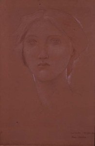 Margaret Burne-Jones tanulmánya „Kophetua király és a kolduslány” című könyvhöz (fekete, fehér és szangvinikus kréta papíron) (lásd: 100690) alkotó: Edward Coley Burne Jones